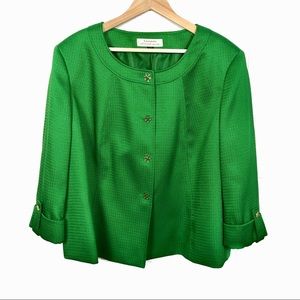Tahari Women’s Green with Gold Buttons Blazer 24W